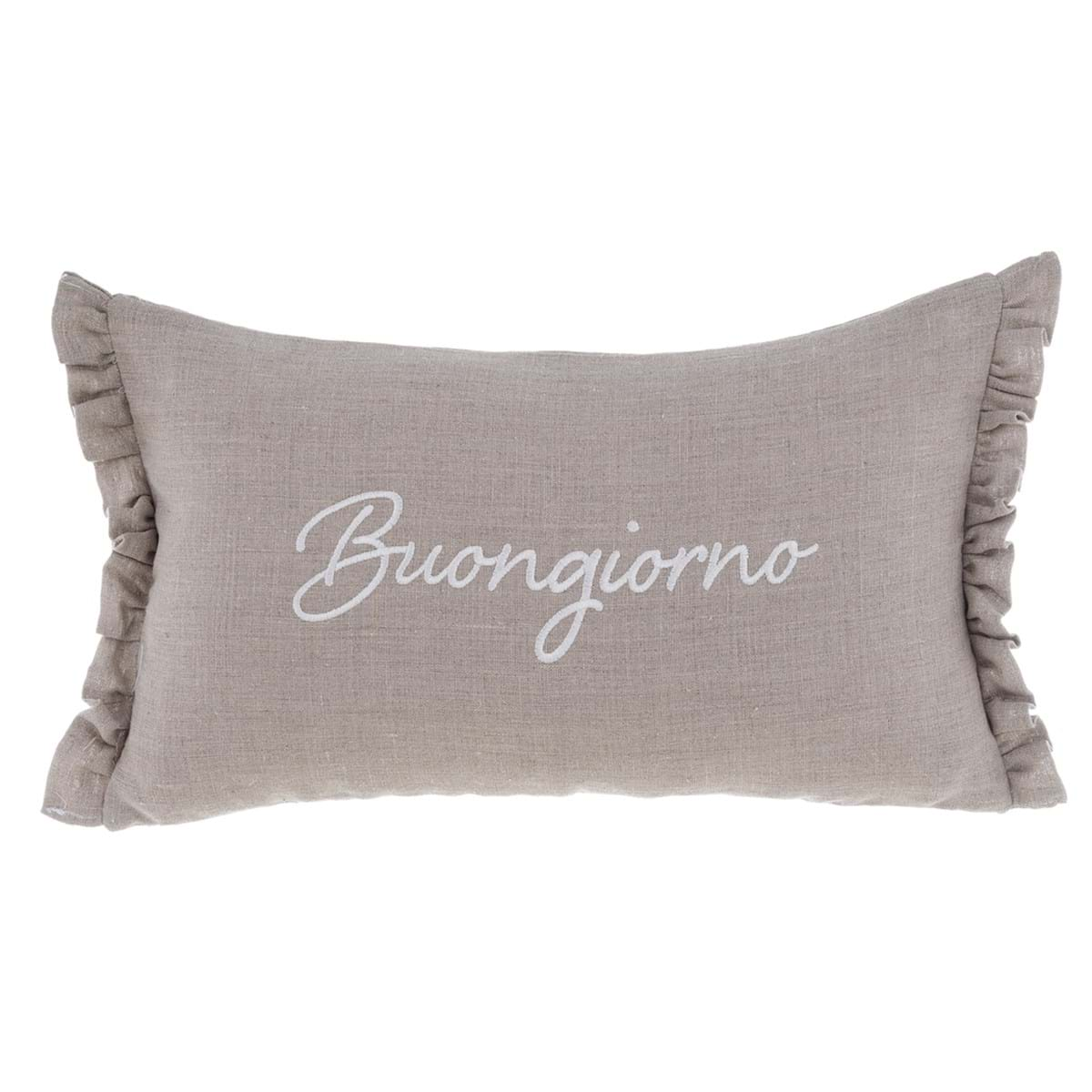 CUSHION WITH FRILL "BUONGIORNO - BUONANOTTE"