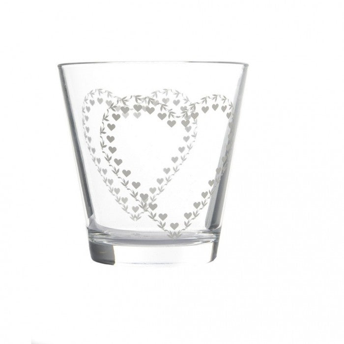 SET OF 6 GLASSES WITH HEART DECORATION