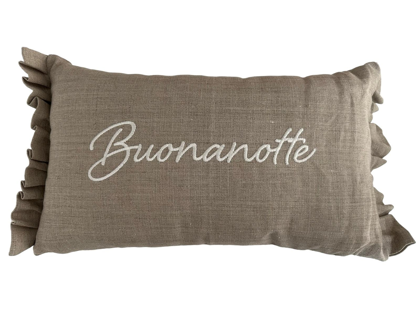 CUSHION WITH FRILL "BUONGIORNO - BUONANOTTE"