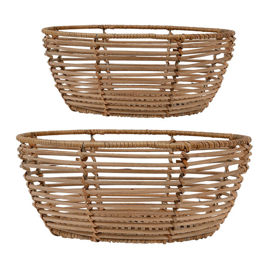 SET OF 2 NATURAL RATTAN BASKET