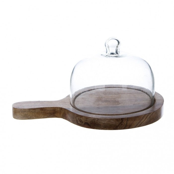 TRAY WITH GLASS BELL